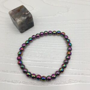 HANDCRAFTED Rainbow Hematite Stretch Bracelet